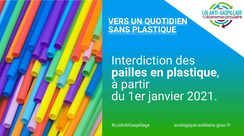 affiche interdiction pailles plastiques France 2020