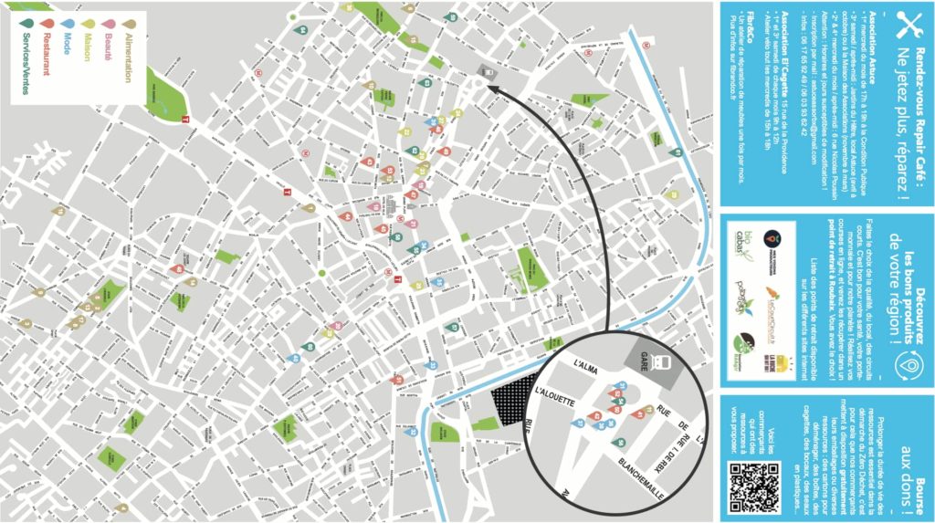 carte commerces zero dechet Roubaix 2021